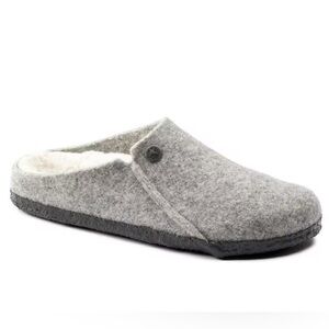 Birkenstock Zermatt Shearling Wool Felt Slipper Light Gray Size 39